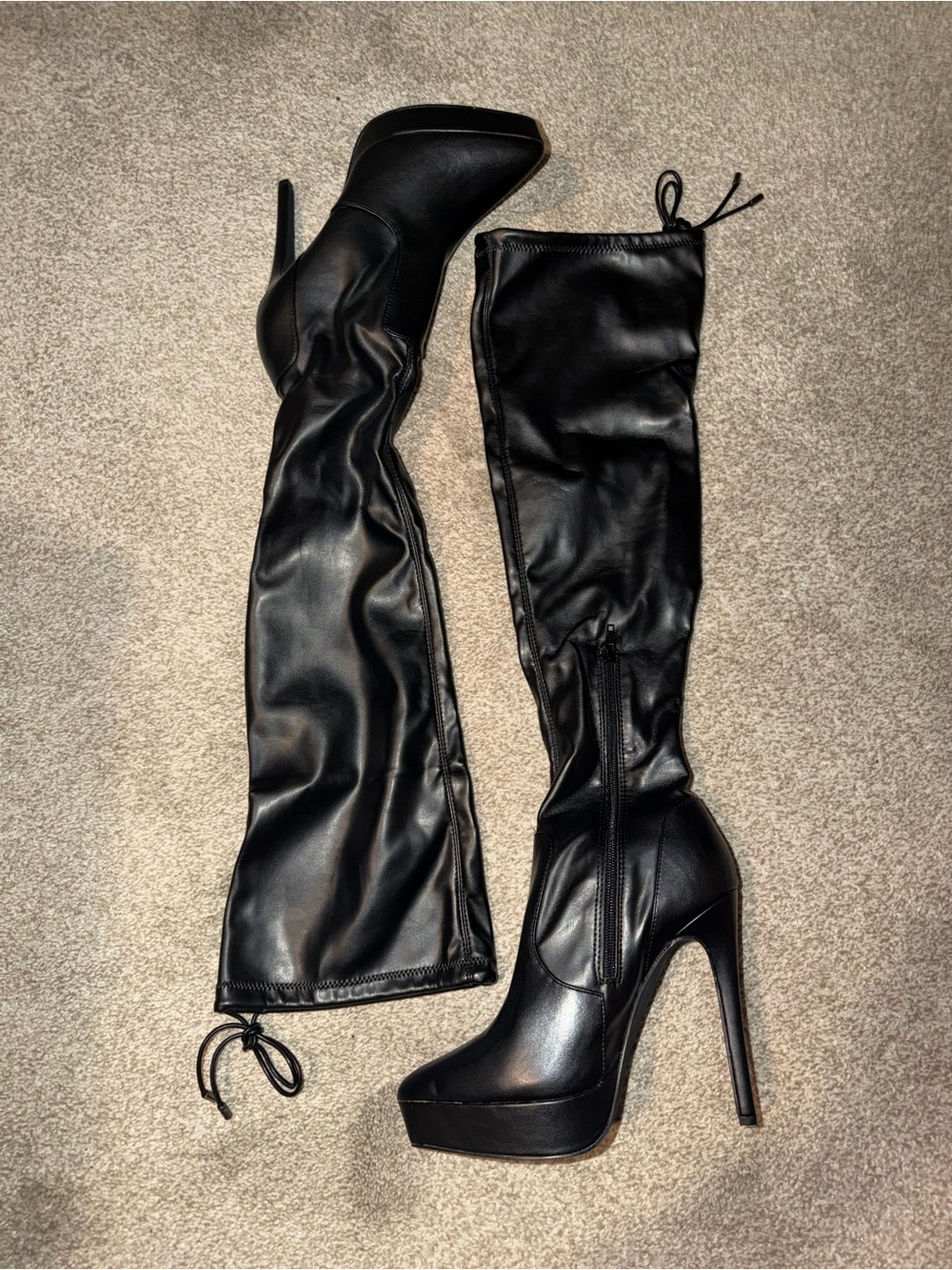 Shoe Dazzle Black Over-the-Knee Platform Stiletto Boots